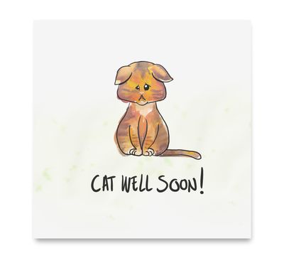Handgemaakte wenskaart - Cat well soon - Mags Up Your Mind